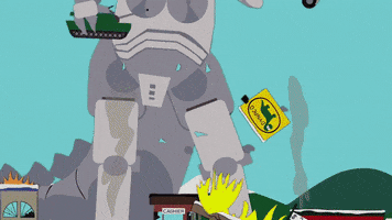 robot monster running GIF by South Park 