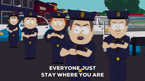 Police freeze by South Park 