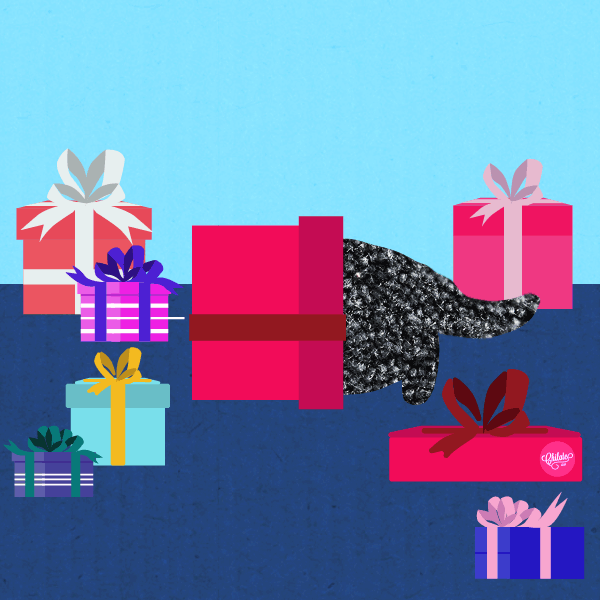 chilatelablab #cat #gato # ilustration #collage #motiongraphics #navidad #regalos #chilatelab GIF