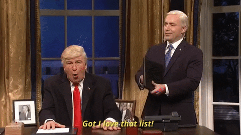 Donald Trump God I Love That List GIF by Saturday Night Live - Find & Share on GIPHY
