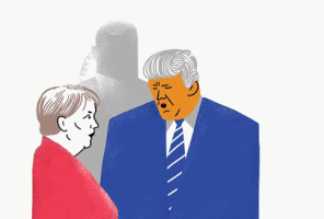 draworgy trump facepalm eyeroll merkel GIF
