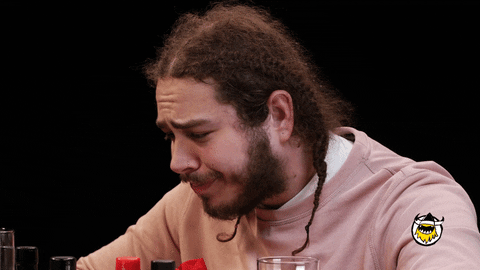 When It Hits Post Malone GIF by First We Feast: Hot Ones - Find & Share on GIPHY
