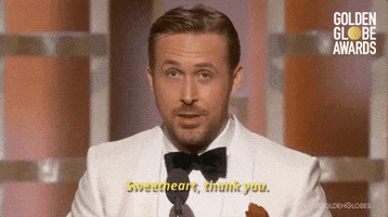 Ryan Gosling Sweetheart Thank You GIF by Golden Globes