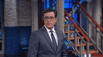 suspicious stephen colbert GIF by The Late Show With Stephen Colbert