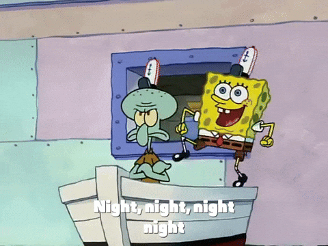 spongebob taking out the trash at night gif