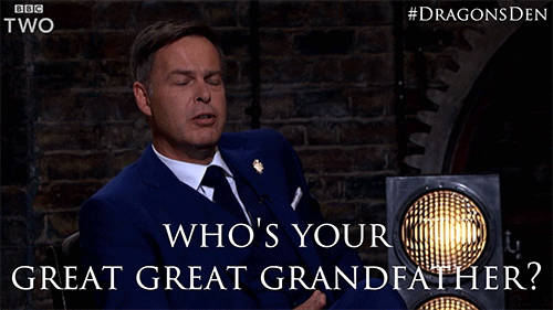 A Dragons' Den gif with Peter Jones interviewing Chares Darwin's Great Grandson - from giphy.com via wix.com.