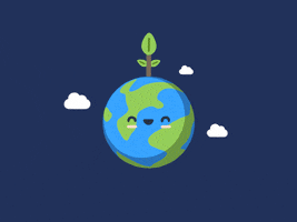 Animated earth with a plant growing out of it