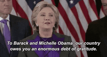 hillary clinton to barack and michelle obama: our country owes you an enormous debt of gratitude GIF by Election 2016