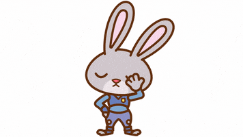Digital art gif. A cute version of Judy Hopps from Zootopia in her police uniform face palms and shakes her head disappointingly.