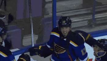 Excited Group Hug GIF by St. Louis Blues