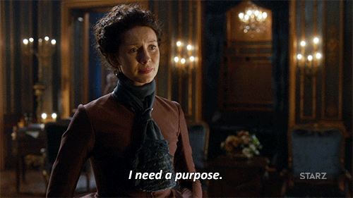 Posh woman says, "I need a purpose."