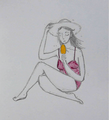 binatangerina animation summer ice cream swimsuit GIF