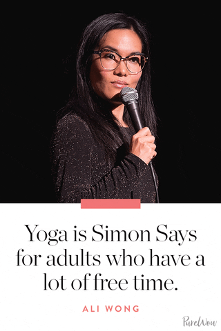 purewow yoga working out ali wong purewow GIF
