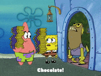 spongebob chocolate with nuts gif