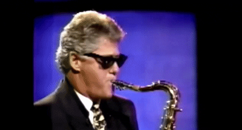 Image result for bill clinton saxophone gif