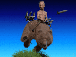 petrycaricatures putin on bear. GIF
