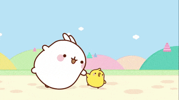 friends run GIF by Molang.Official