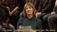 "I can relate. People called me nerd before I got, like, pretty."
jessica chastain nerd GIF by Saturday Night Live