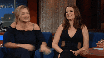 margot robbie laughing GIF by The Late Show With Stephen Colbert