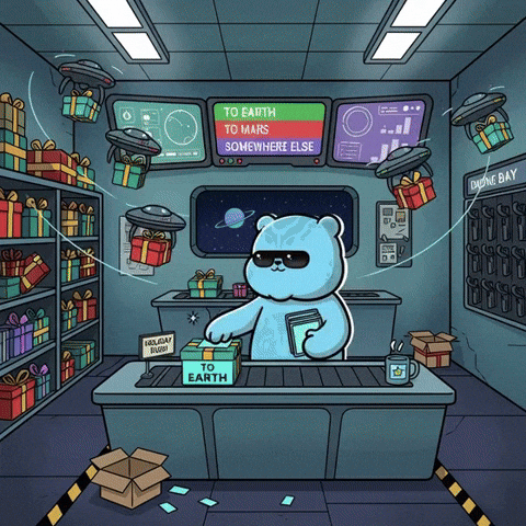 Merry Christmas Space GIF by Kanpai Pandas