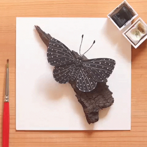 NVillustration butterfly stop motion miniature papercut GIF