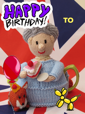 Happy Birthday Queen GIF by TeaCosyFolk