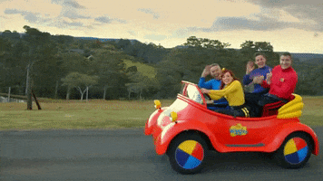 TheWiggles car driving road trip wiggly GIF