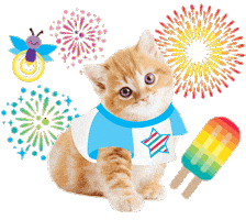 Red White And Blue Cat Sticker by Schoolgirl Style Classroom Decor