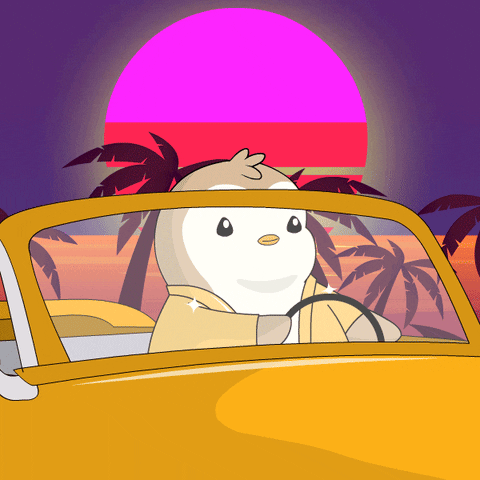 Driving Road Trip GIF by Pudgy Penguins