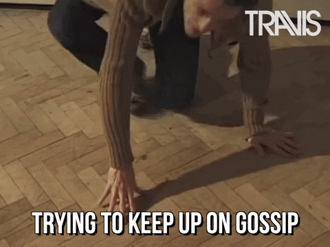 Giphy - Gossiping Fran Healy GIF by Travis