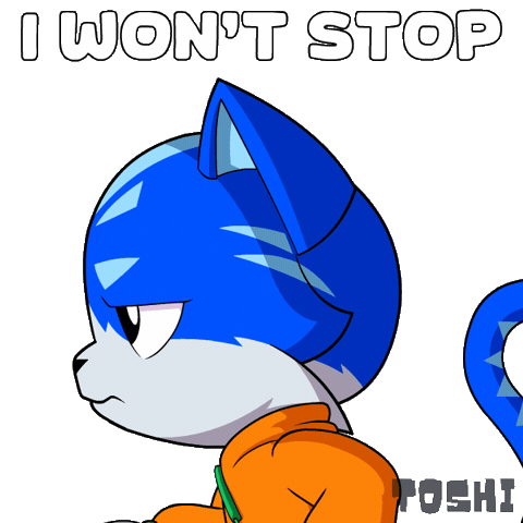 Never Give Up Success Sticker by Toshithecat