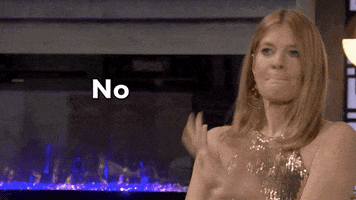 TV gif. Michelle Stafford as Phyllis Summers on The Young and the Restless waves her arms in the air as she shouts, “no, no no, no!”
