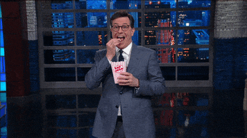 stephen colbert popcorn GIF by The Late Show With Stephen Colbert