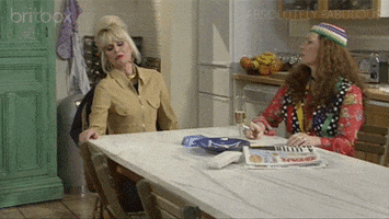 tired patsy GIF by britbox