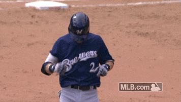 milwaukee brewers helmet off GIF by MLB