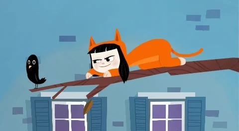 Bird Sneaking GIF by Kitty Is Not A Cat