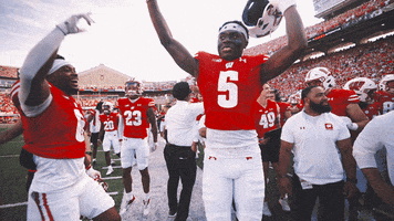 Jump Around Football GIF by Wisconsin Badgers