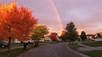Stunning Fall Sunset and Rainbow Captured in NY