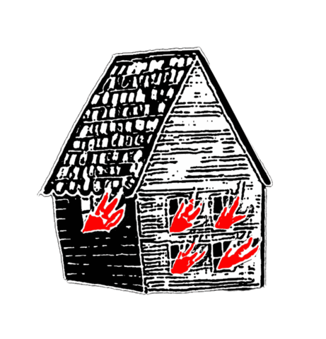 Burning House Sticker by MOTHICA