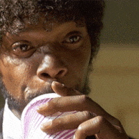 pulp fiction drinking GIF