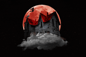 cyberwitchqueen horror crow haunted house blood moon GIF