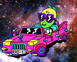 Aliens Space Car GIF by Russell Taysom
