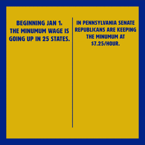 Beginning Jan 1, the minimum wage is going up in 25 states.

In Pennsylvania Senate Republicans are keeping the minumum at $7.25/hour.
