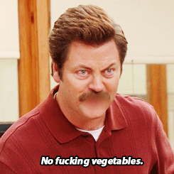  parks and recreation eating parks and rec ron swanson vegetables GIF