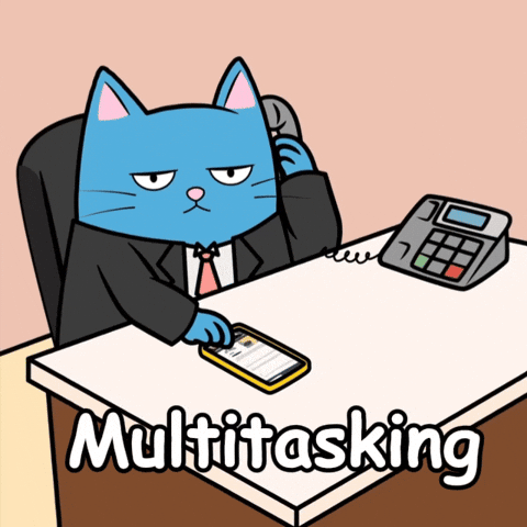Working Hard Blue Cat GIF