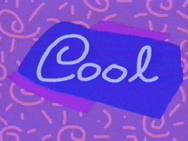Text gif. The word "Cool" wiggles among changing patterns.