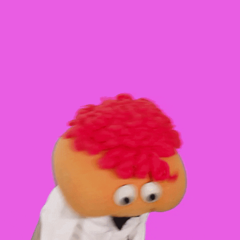 Video gif. Gerbert jumps around excitedly, his red hair bouncing, as text appears on screen. Text, "Friday, friday, friday."