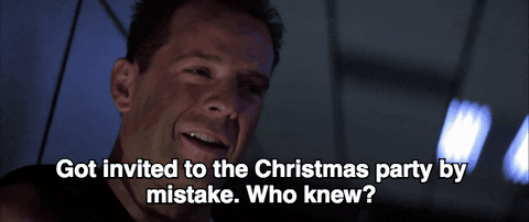 Giffffr party christmas bruce willis mistake GIF