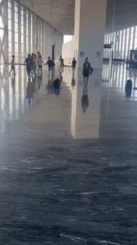 Kids Make Their Own Fun During Flight Delay at Turkish Airport
