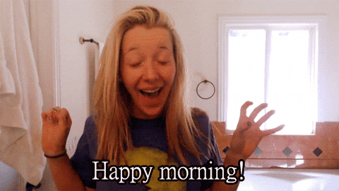  happy morning home video jenna marbles GIF